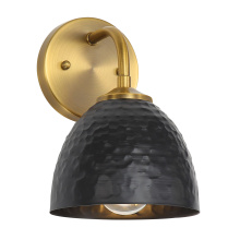 Golden 6950-1W MBS-BLK - Golden Lighting Shepard 1-light Wall Sconce in Modern Brass and Matte Black shade